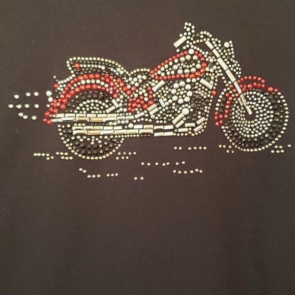 Casual Kiss Black Motorcycle Shirt with Bling Sz M - Picture 2 of 3